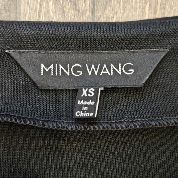 Ming Wang Cardigan Womens Size XS Black Open Front Pink Ribbon Grommet Trim - Picture 9 of 11